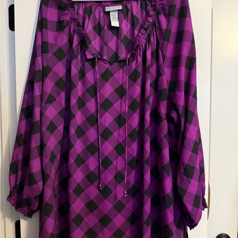 Catherines Purple and Black Checkered Blouse